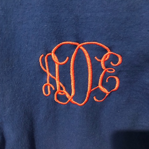 3/$15 Monogrammed ADE blue & pink quarter zip sweatshirt - Picture 3 of 9